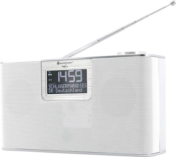 Soundmaster DAB700WE Tischradio DAB+, UKW AUX, Bluetooth®, SD, USB Freisprechfunktion, Inkl. Mikrofon, Weckfunktion Weiß