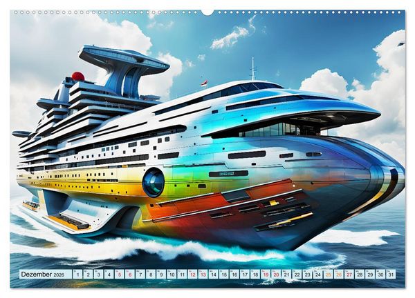 Produktbild: Wogen der Zukunft - Futuristische Jachten (Wandkalender 2026 DIN A2 quer), CALVENDO Monatskalender