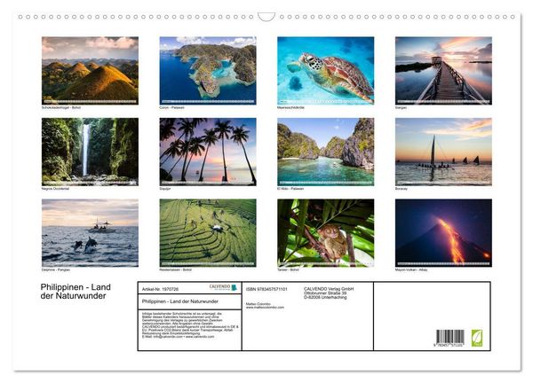 Produktbild: Philippinen - Land der Naturwunder (Wandkalender 2026 DIN A2 quer), CALVENDO Monatskalender