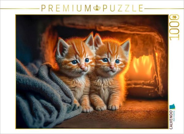 CALVENDO Puzzle Kuschelig am Kamin | 1000 Teile Lege-Größe 64x48cm Foto-Puzzle für glückliche Stunden