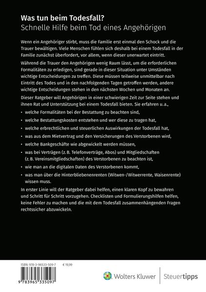 Produktbild: Was tun beim Todesfall?