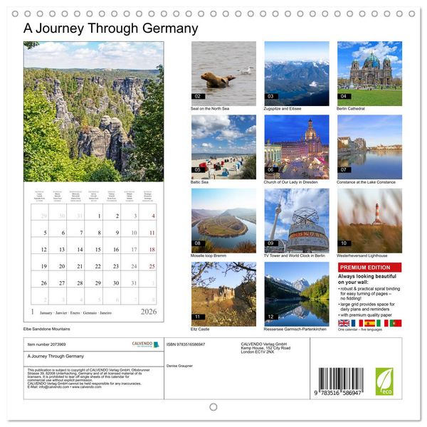 Produktbild: A Journey Through Germany (Wall Calendar 2026 12 &times; 12 Inch) CALVENDO 12 Month Wall Calendar