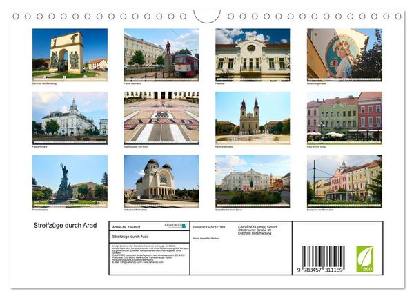 Produktbild: Streifz&uuml;ge durch Arad (Wandkalender 2026 DIN A4 quer), CALVENDO Monatskalender