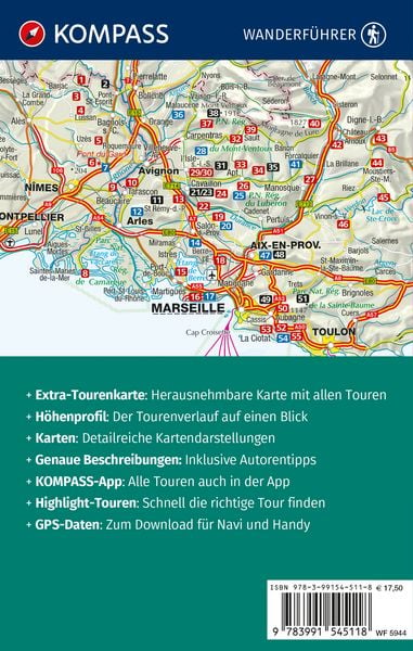 Produktbild: KOMPASS Wanderf&uuml;hrer Provence, 55 Touren mit Extra-Tourenkarte