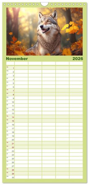 Produktbild: Familienplaner 2026 - Im Paradies der Tiere mit 5 Spalten (Wandkalender, 21 x 45 cm) CALVENDO