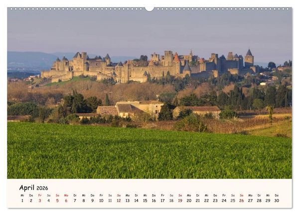 Produktbild: Cite von Carcassonne - Zeitreise ins Mittelalter (hochwertiger Premium Wandkalender 2026 DIN A2 quer), Kunstdruck in Hochglanz