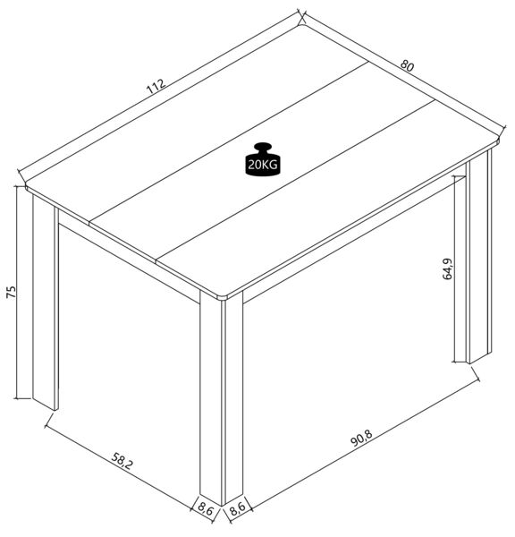 Produktbild: Esstisch K&uuml;chentisch B. 115 x T. 80 cm Disalo