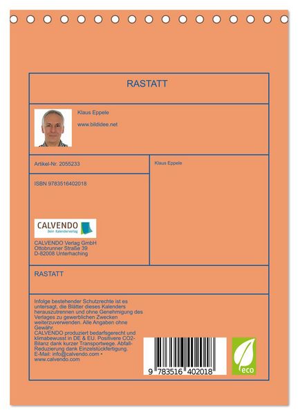 Produktbild: RASTATT (Tischkalender 2026 DIN A5 hoch), CALVENDO Monatskalender
