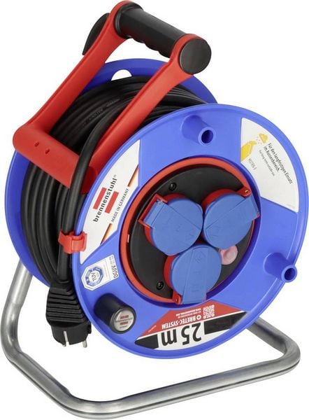 Produktbild: Brennenstuhl 1218900 Kabeltrommel 25.00 m Schwarz Schutzkontakt-Gummi-Stecker