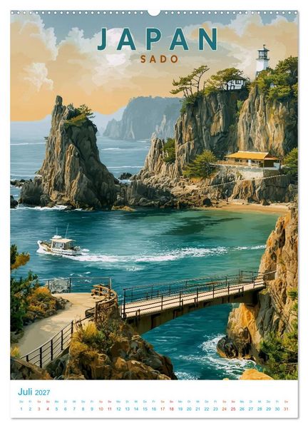 Produktbild: Japanische Inseln - Old School Poster Style (Wandkalender 2027 DIN A2 hoch), CALVENDO Monatskalender
