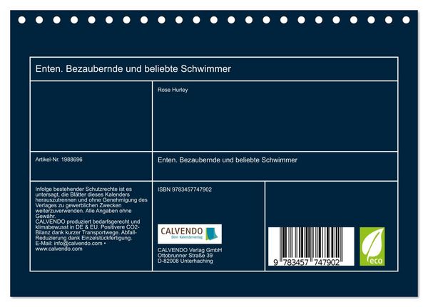 Produktbild: Enten. Bezaubernde und beliebte Schwimmer (Tischkalender 2026 DIN A5 quer), CALVENDO Monatskalender