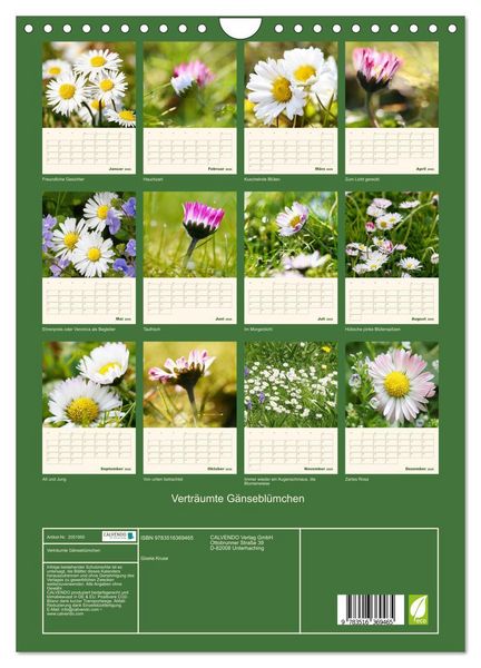 Produktbild: Vertr&auml;umte G&auml;nsebl&uuml;mchen (Wandkalender 2026 DIN A4 hoch), CALVENDO Monatskalender
