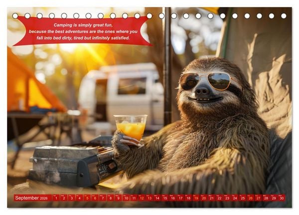 Produktbild: Funny charming animals as campers (Desk Calendar 2026 DIN A5 landscape), CALVENDO 12 Month DeskCalendar