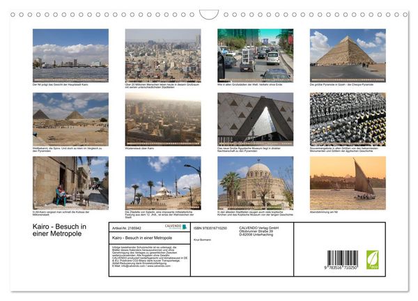 Produktbild: Kairo - Besuch in einer Metropole (Wandkalender 2026 DIN A3 quer), CALVENDO Monatskalender