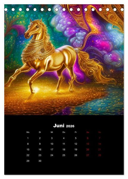 Produktbild: Pferde im goldenen Kleid (Tischkalender 2026 DIN A5 hoch), CALVENDO Monatskalender