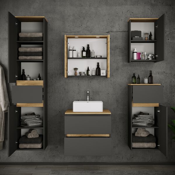 Produktbild: 6 tlg. Badm&ouml;bel-Set mit Waschbecken Cosila-A 60 cm