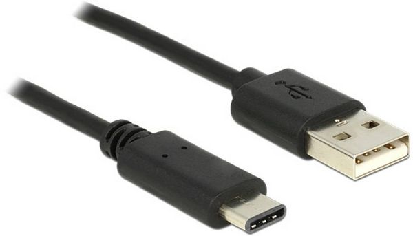 Produktbild: Delock USB-Kabel USB 2.0 USB-A Stecker, USB-C&reg; Stecker 0.50m Schwarz 83326