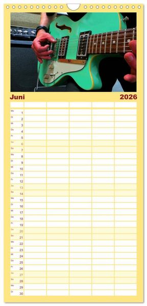 Produktbild: Familienplaner 2026 - Gitarren und Amps - abgerockt mit 5 Spalten (Wandkalender, 21 x 45 cm) CALVENDO