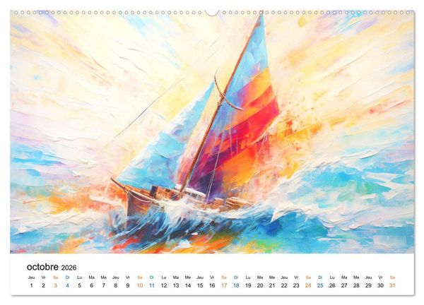 Produktbild: Sc&egrave;nes &eacute;piques de voiliers (Calendrier mural 2026 DIN A2 vertical) calendrier de bureau