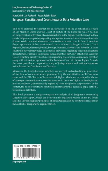 Produktbild: European Constitutional Courts towards Data Retention Laws
