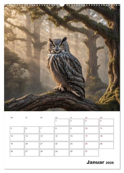 Produktbild: Eulen und K&auml;uze - Diese Wesen der Nacht (Wandkalender 2026 DIN A2 hoch), CALVENDO Monatskalender