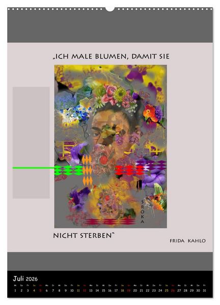 Produktbild: Frida Kahlo - Zitate im Dialog (Wandkalender 2026 DIN A2 hoch), CALVENDO Monatskalender