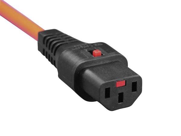 Produktbild: Kash Kaltger&auml;te-Anschlusskabel Kaltger&auml;te-Buchse C13 - Schutzkontakt-Winkelstecker Schwarz, Orange 2.00 m 1 St.
