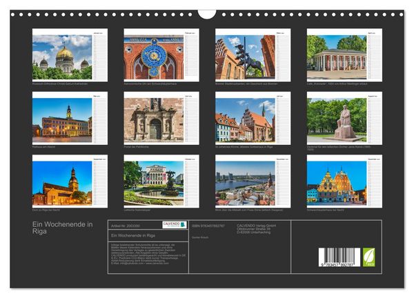 Produktbild: Ein Wochenende in Riga (Wandkalender 2026 DIN A3 quer), CALVENDO Monatskalender