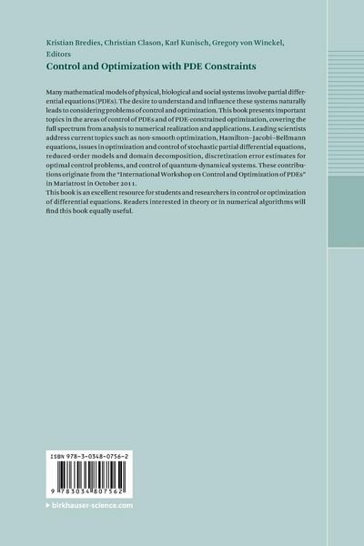 Produktbild: Control and Optimization with PDE Constraints