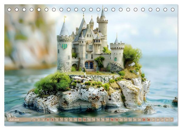 Produktbild: Miniaturwelt Burgen und Schl&ouml;sser (Tischkalender 2026 DIN A5 quer), CALVENDO Monatskalender