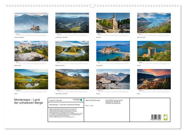 Produktbild: Montenegro - Land der schwarzen Berge (Wandkalender 2026 DIN A2 quer), CALVENDO Monatskalender