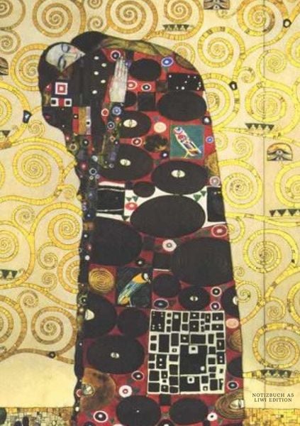 Produktbild: Notizbuch sch&ouml;n gestaltet mit Leseband - A5 Hardcover blanko - Gustav Klimt "Umarmung" - 100 Seiten 90g/m