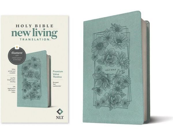 Produktbild: NLT Premium Value Thinline Bible, Filament Enabled (Leatherlike, Bouquet Teal)