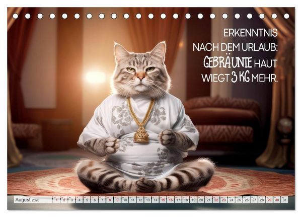 Produktbild: S&uuml;&szlig;e Katzen und coole Spr&uuml;che (Tischkalender 2026 DIN A5 quer), CALVENDO Monatskalender