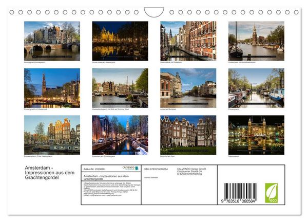 Produktbild: Amsterdam - Impressionen aus dem Grachtengordel (Wandkalender 2026 DIN A4 quer), CALVENDO Monatskalender
