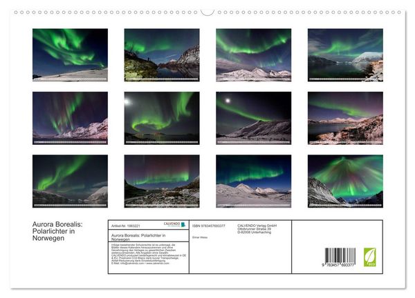Produktbild: Aurora Borealis: Polarlichter in Norwegen (hochwertiger Premium Wandkalender 2026 DIN A2 quer), Kunstdruck in Hochglanz