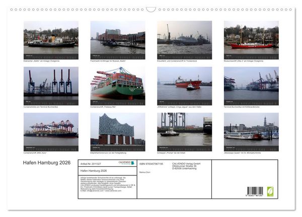 Produktbild: Hafen Hamburg 2026 (Wandkalender 2026 DIN A2 quer), CALVENDO Monatskalender