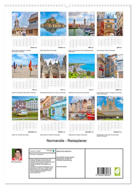 Produktbild: Normandie - Reiseplaner (hochwertiger Premium Wandkalender 2026 DIN A2 hoch), Kunstdruck in Hochglanz