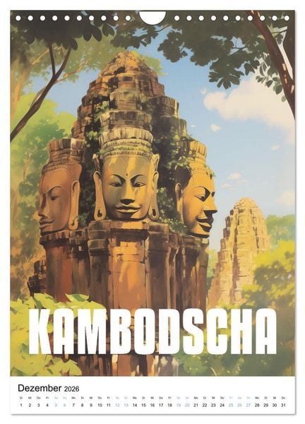 Produktbild: Reise in die 50er Jahre. Vintage Travel Poster. (Wandkalender 2026 DIN A4 hoch), CALVENDO Monatskalender