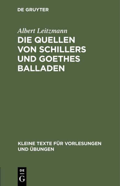 Produktbild: Die Quellen von Schillers und Goethes Balladen