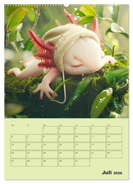 Produktbild: Axolotl. Lustiger Schwanzlurch mit Superkr&auml;ften (hochwertiger Premium Wandkalender 2026 DIN A2 hoch), Kunstdruck in Hochglanz