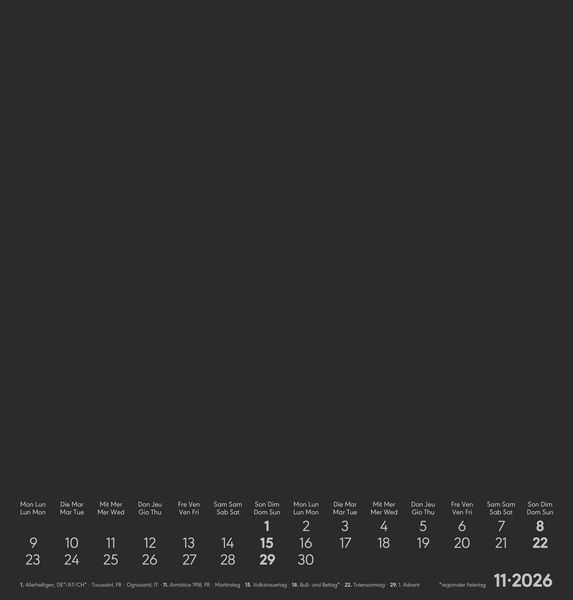 Produktbild: Kreativ-Kalender schwarz 2026 - 21x22 cm - Foto, Malen, Basteln - datiert - Kreativkalender - Foto-Kalender - Alpha Edition