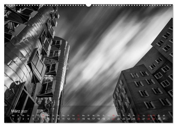 Produktbild: D&uuml;sseldorf Ansichten in Schwarz-Wei&szlig; (hochwertiger Premium Wandkalender 2027 DIN A2 quer), Kunstdruck in Hochglanz