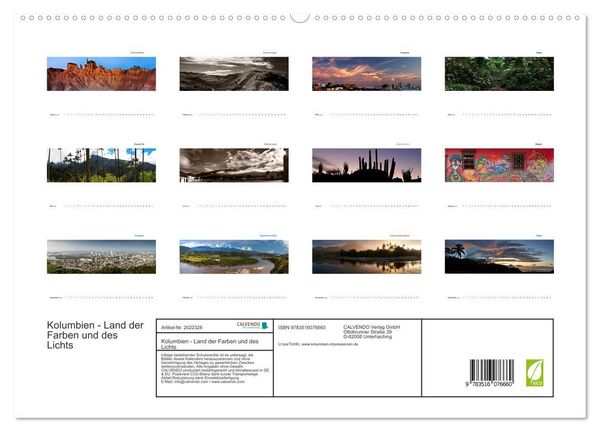 Produktbild: Kolumbien - Land der Farben und des Lichts (hochwertiger Premium Wandkalender 2026 DIN A2 quer), Kunstdruck in Hochglanz