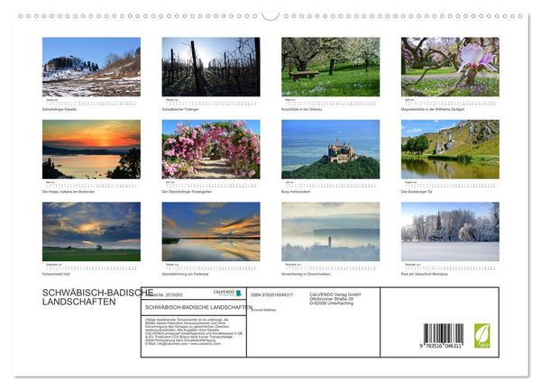 Produktbild: SCHW&Auml;BISCH-BADISCHE LANDSCHAFTEN (hochwertiger Premium Wandkalender 2026 DIN A2 quer), Kunstdruck in Hochglanz