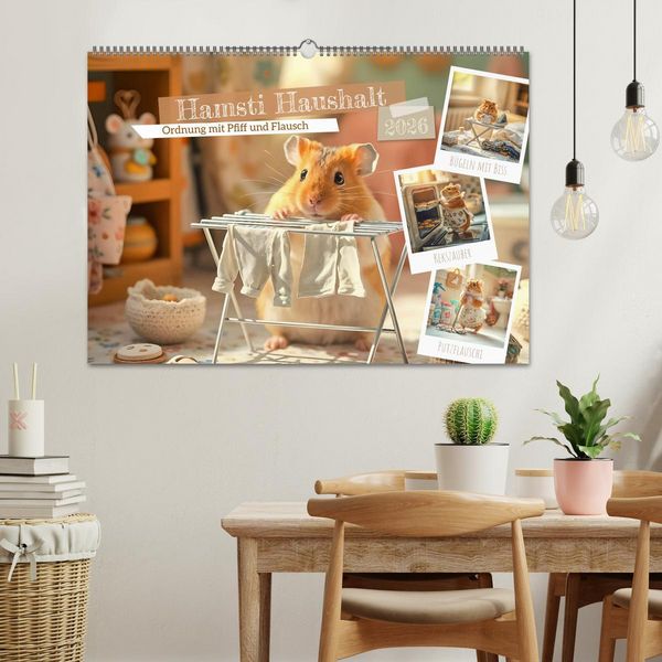 Produktbild: Hamsti Haushalt - Ordnung mit Pfiff und Flausch (Wandkalender 2026 DIN A2 quer), CALVENDO Monatskalender