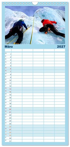 Produktbild: Familienplaner 2027 - Extremsport Eisklettern mit 5 Spalten (Wandkalender, 21 x 45 cm) CALVENDO