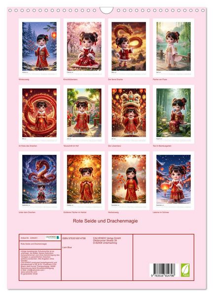 Produktbild: Rote Seide und Drachenmagie (Wandkalender 2027 DIN A3 hoch), CALVENDO Monatskalender