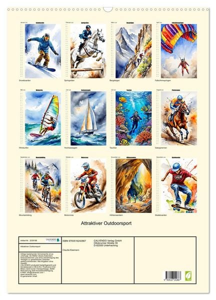 Produktbild: Attraktiver Outdoorsport (Wandkalender 2026 DIN A2 hoch), CALVENDO Monatskalender