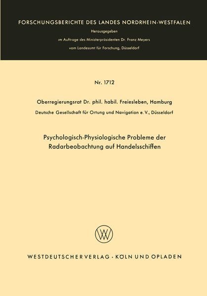 Produktbild: Psychologisch-Physiologische Probleme der Radarbeobachtung auf Handelsschiffen